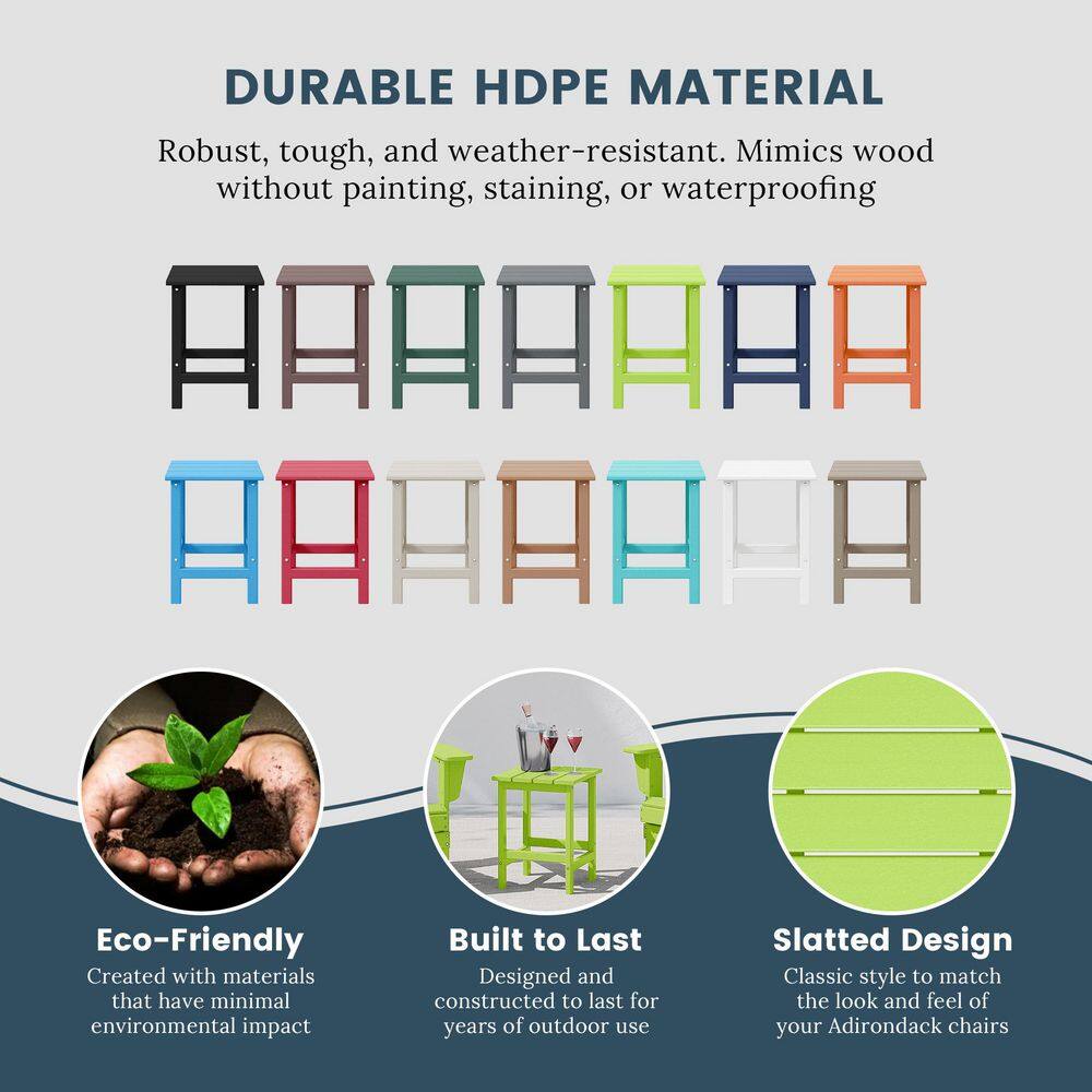 Lime HDPE Adirondack Outdoor Patio Side Table