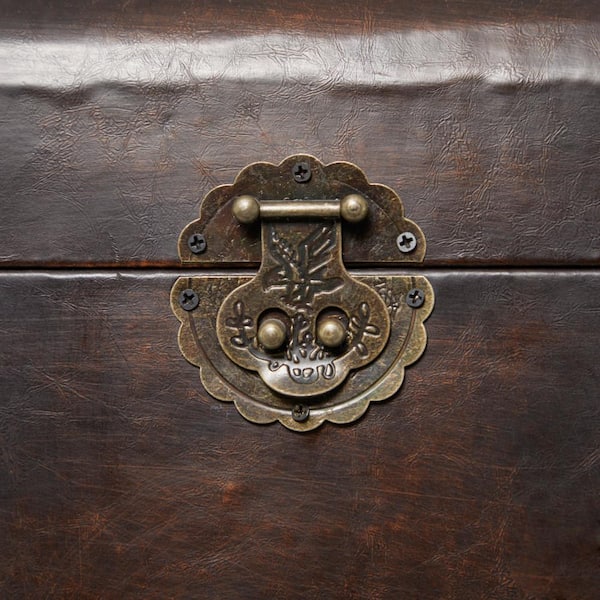  Antique Brass Trunk Lock with Keys chest steamer vintage box  old restore buckle fancy decorative : Home & Kitchen