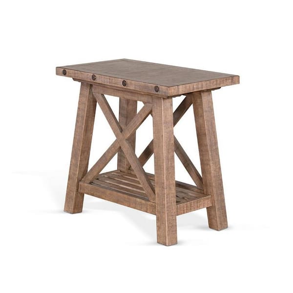 Benjara 28 in. Brown and Black Rectangle Wood End Table with 4 Legs Base
