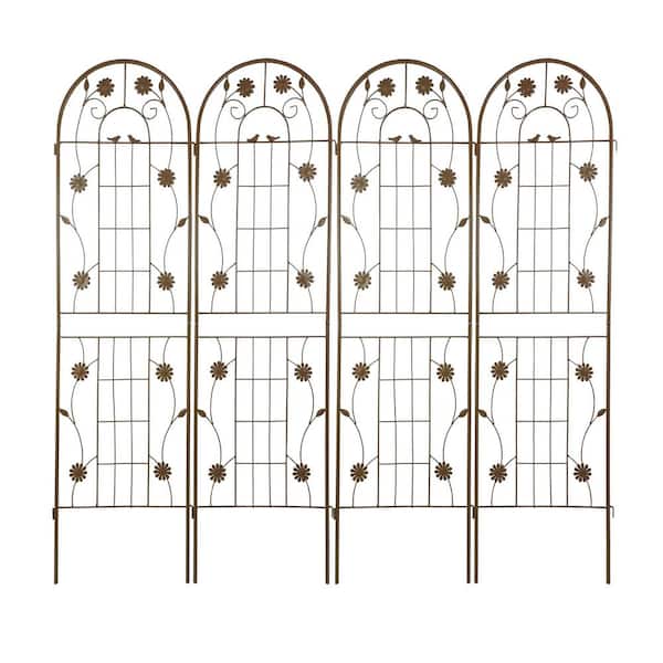 Unbranded Brown 71 in. Metal Garden Trellis, Rustproof Outdoor Trellis for Climbing Plants Flower Support (2 Pack)