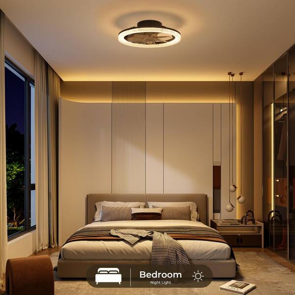 TOZING 16 Smart LED Indoor Black Low Profile Modern Fandelier