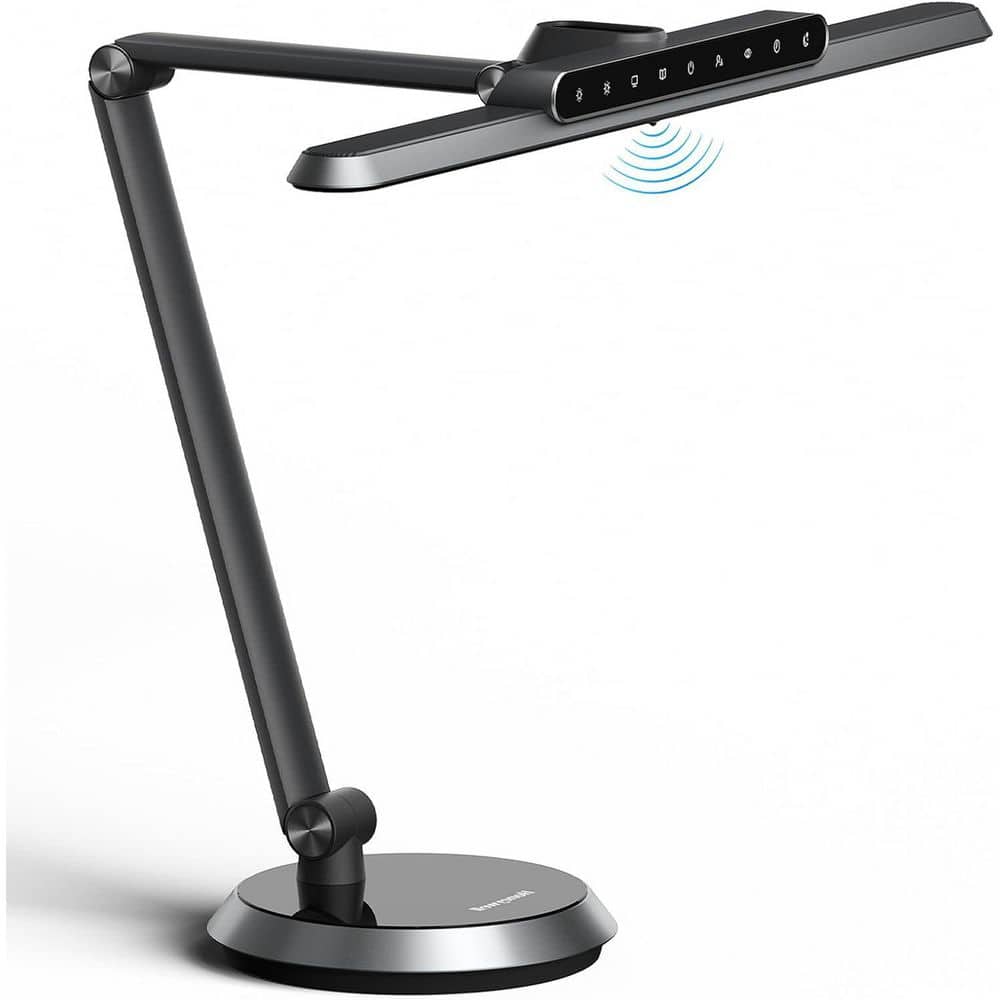 Sunturalux 26 in. Gray 1000LM Eye-Care LED Lamp-Dimmable, Timer, Auto-Sensing For Home Office, Reading, Study