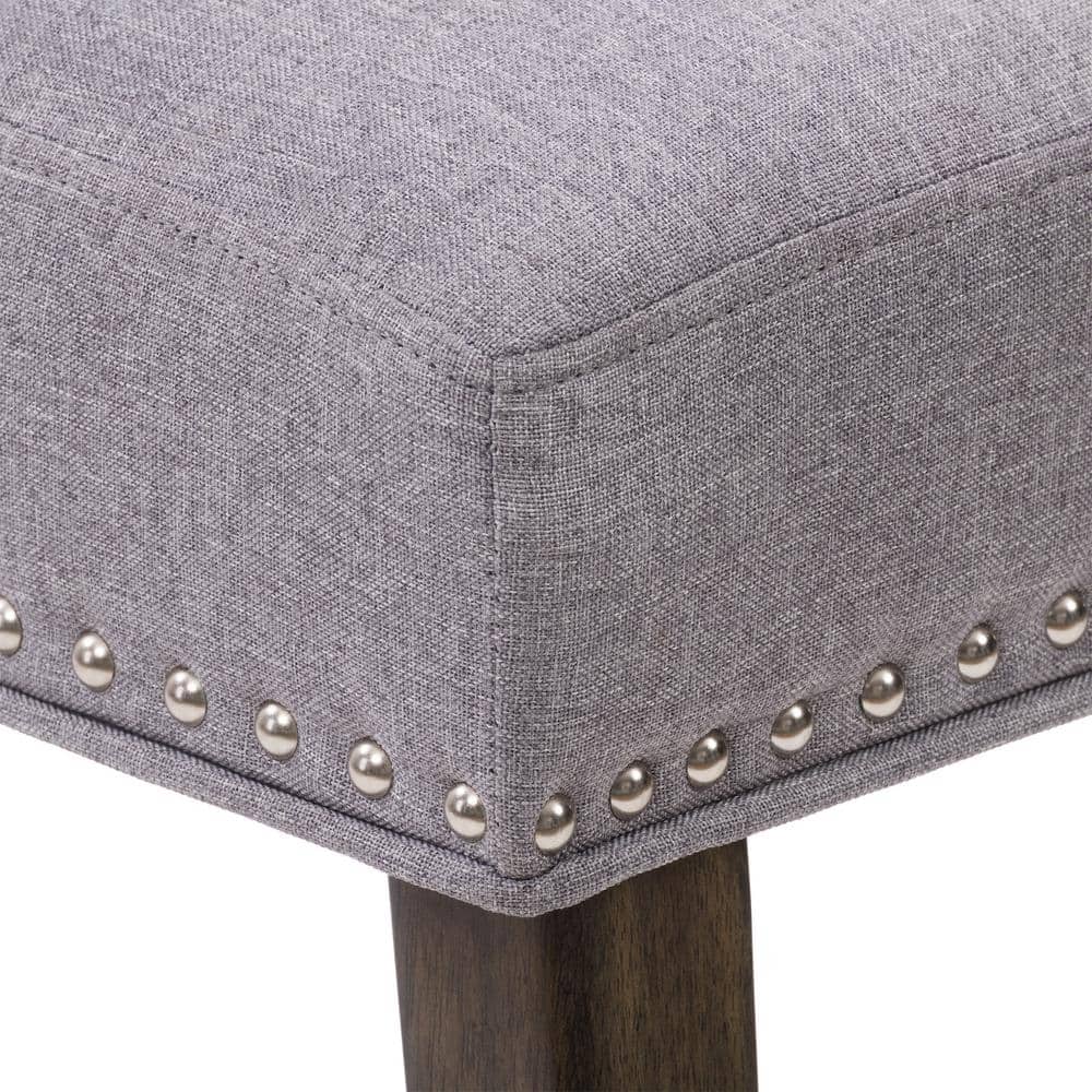 Gray Upholstered Low Back Side Chair with Wood Legs