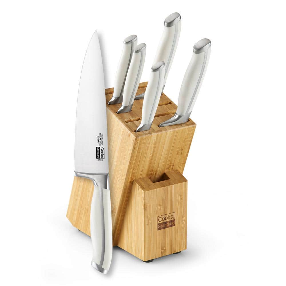 COOCRAFT Knife Set, Kitchen Knife Set Knife Sets for Kitchen with Block and  Built-in Sharpener, 24PC Block Knife Set with 6 Steak Knives and 9