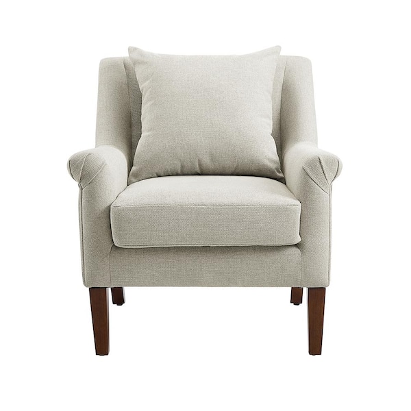Art Leon MIA Light Gray Fabric Mid-Century Accent Arm Chair with Cushion and Legs