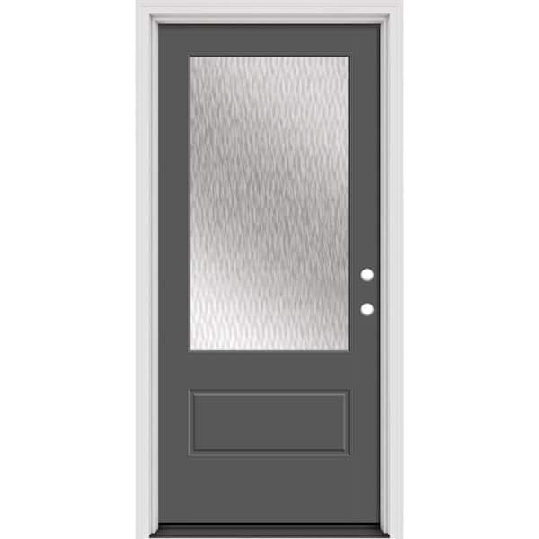 Masonite 36 in. x 80 in. MPDS VistaGrande Left-Hand 3/4-Lite Double Water Painted Peppercorn Fiberglass Prehung Brickmold