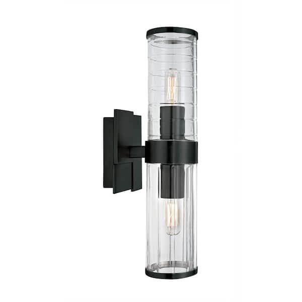 NORWELL Stripe 2-Light Matte Black Wall Sconce