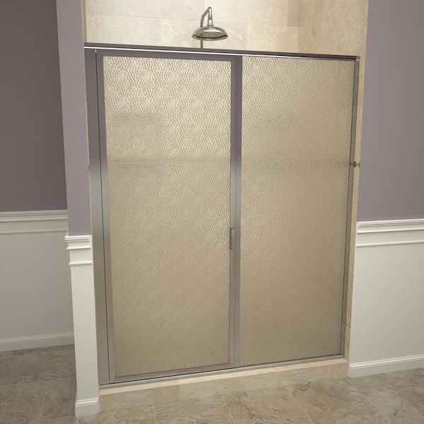 Redi Swing 1100 Series 47 in. W x 68-5/8 in. H Framed Swing Shower Door in Polished Chrome with Pull Handle and Obscure Glass