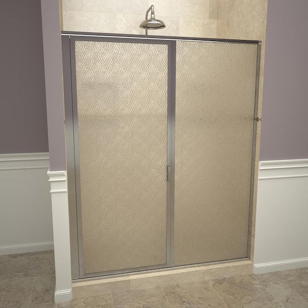 Redi Swing 1100 Series 47 in. W x 72-1/8 in. H Framed Swing Shower Door in Polished Chrome with Pull Handle and Obscure Glass