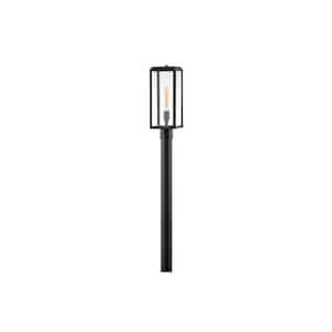 Max 1-Light Black Aluminum Weather Resistant Post Light with No Bulbs Included