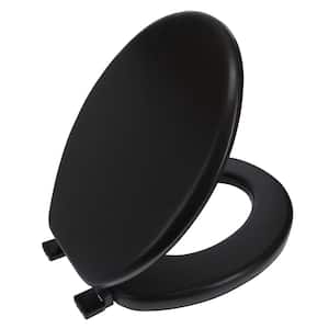 Elongated Soft Cushion Closed Front Toilet Seat in Black