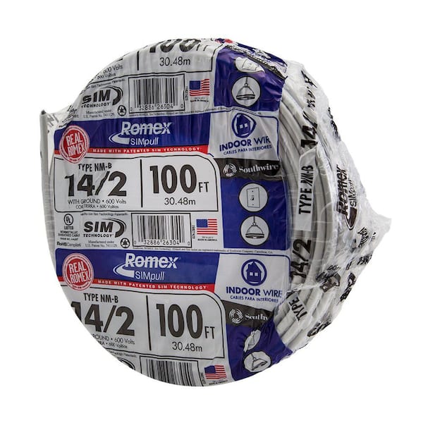 Southwire - 100 ft. 14/2 Solid Romex SIMpull CU NM-B W/G Wire