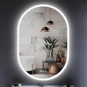 24 in. W x 36 in. H Oval Frameless Wall Mount LED Light Bathroom Vanity Mirror