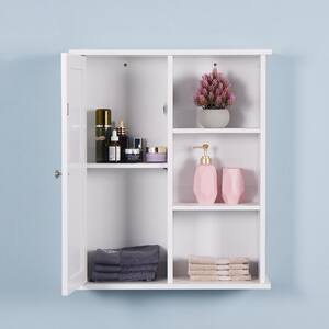 23.62 in. W x 7.1 in. D x 28 in. H Wall Mount Cabinet, Wooden Bathroom Storage Cabinet with Adjustable Shelf, Door