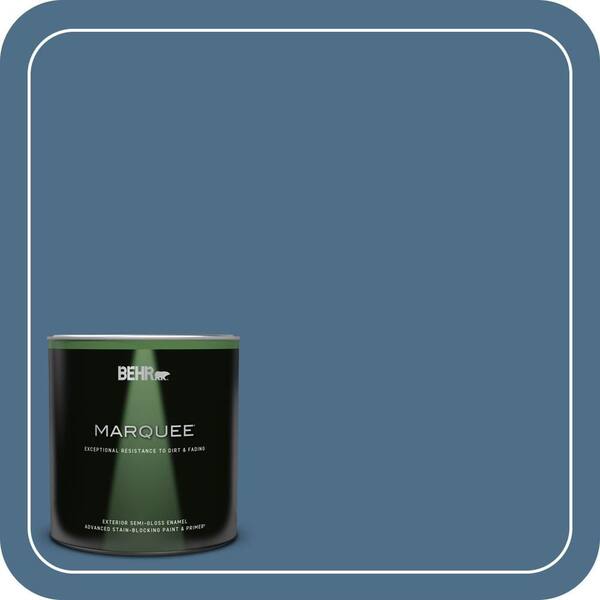 BEHR MARQUEE 1 qt. #570D-6 Neptune Blue Semi-Gloss Enamel Exterior Paint & Primer