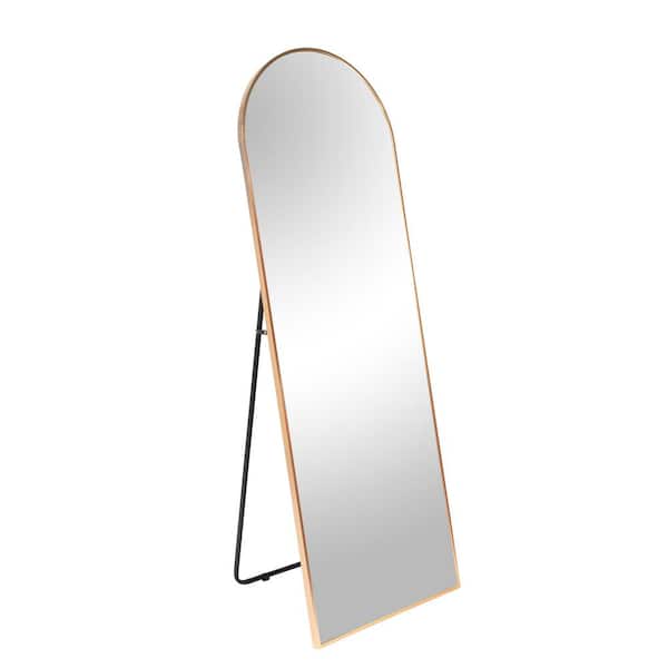 LCEPURE TRADE INC Gold 22 in. W x 65 in. H Metal Framed Arch Stand Full Length Mirror for Living Room, Bedroom, Bathroom