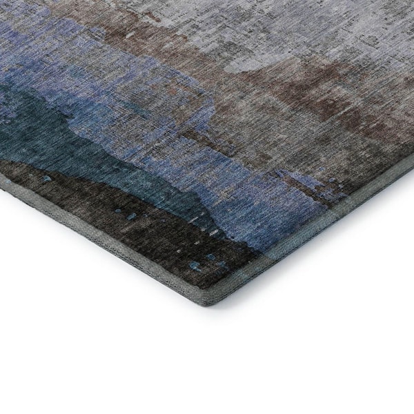 Mayfield Premium Machine Washable Abstract AMF2041 Brown 8 ft. x 8 ft. Round Rug