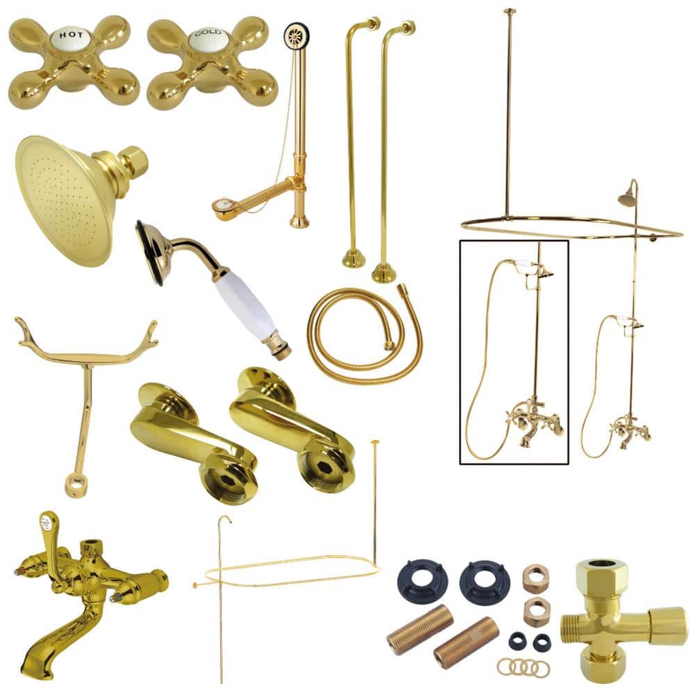 Kingston Brass Vintage Combo Set 3-Handle Claw Foot Tub Faucet with Shower  Set in Polished Brass HCCK1142AX - The Home Depot