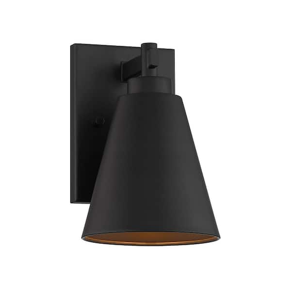Ryder 9 in. Matte Black Modern Farmhouse Outdoor Hardwired Wall Lantern Sconce with No Bulb Included