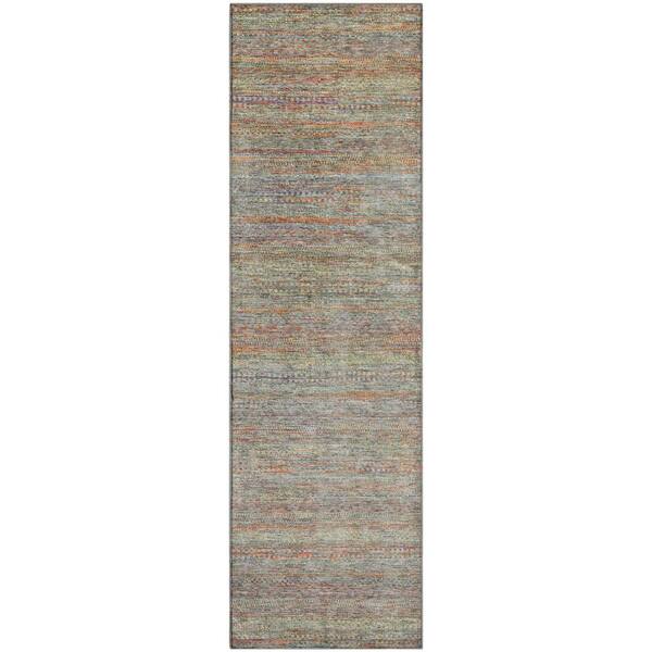 Mayfield Premium Machine Washable Abstract AMF2148 Sage 2 ft. x 7 ft. Runner Rug