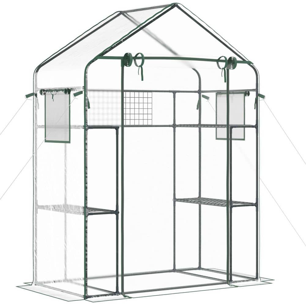 56 in. W x 28.8 in. D x 76.8 in. H Plastic Clear Outdoor Walk-in Mini Greenhouse with Shelves, Mesh Door and Windows price history on PriceWatchPro