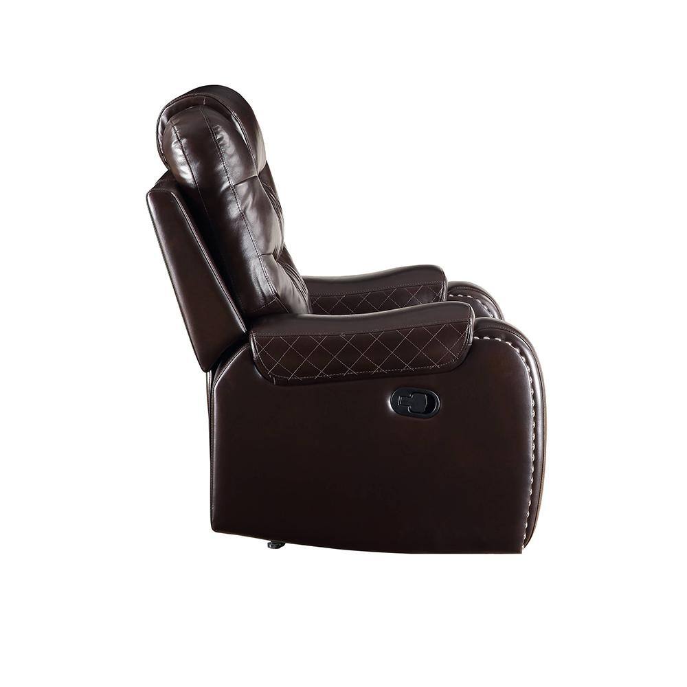 78" Brown Tufted Faux Leather Loveseat with Cup Holders