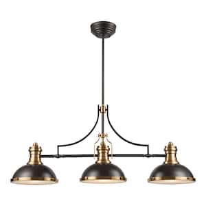 Cardinal 47 in. Wide 3-Light Oil Rubbed Bronze Chandelier with Metal Shade