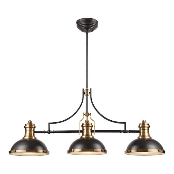 Titan Lighting Cardinal 47 in. Wide 3-Light Oil Rubbed Bronze Chandelier with Metal Shade