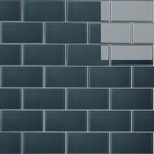 Crystile Dark Gray 3 in. X 6 in. Glossy Glass Subway Tile (10 sq. ft./Case)