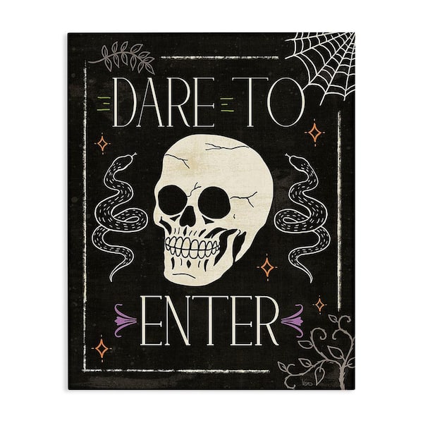 Stupell Industries Dare To Enter Phrase byVeronique Charron 1-Piece Unframed Graphic Print Typography Poster Art Print 48 in. x 36 in.