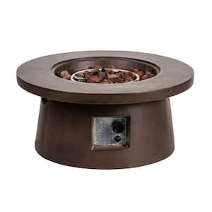 30 in. 50000 BTU Round Concrete Outdoor Living Fire Pit Table