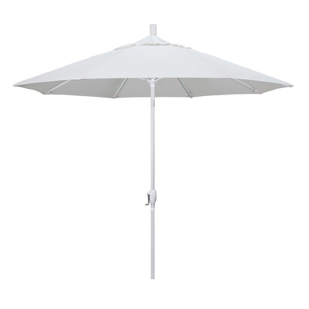 9' White Aluminum Patio Umbrella with Sunbrella Canopy