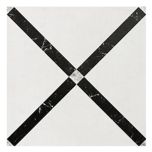 Retro 12x12 Self Adhesive Vinyl Floor Tile - Marble Criss Cross - 20 Tiles/20 sq. ft.