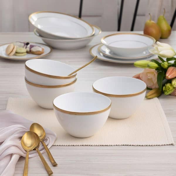 Noritake Charlotta Gold 6 in. 29 fl. oz. (Gold) Porcelain Cereal Bowls, (Set of 4)