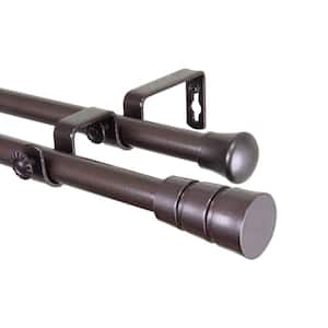 48 in. - 84 in. Cocoa Telescoping Double Curtain Rod Kit with Rio Finial