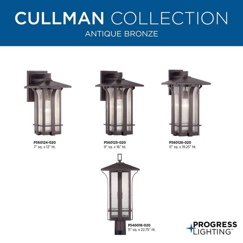 Antique Bronze 16" Outdoor Wall Lantern with Seeded Glass