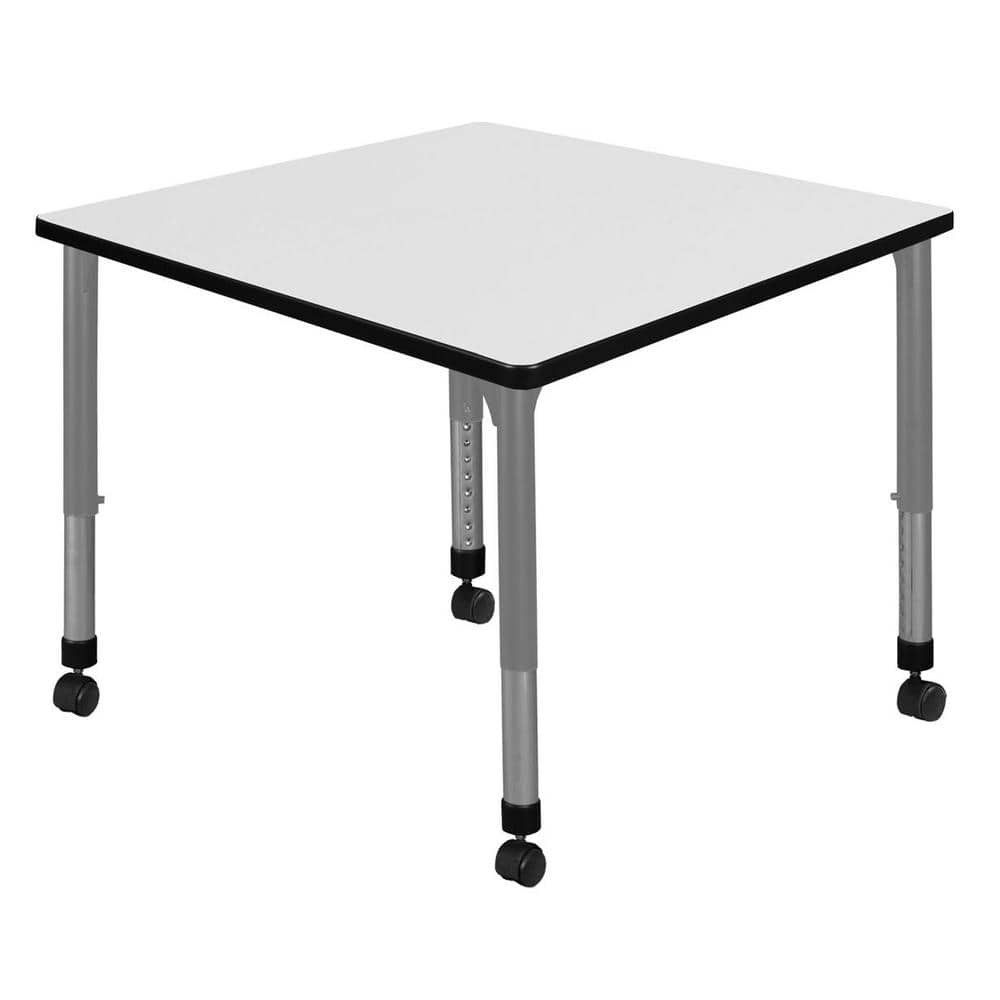 Kee 36 in. Rectangular Grey Composite Mobile Classroom Activity Desk with Adjustable Height