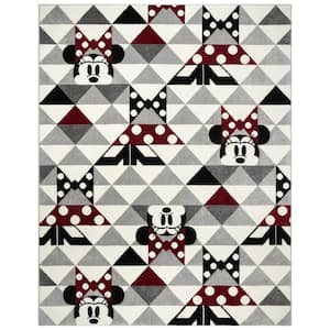 Minnie Mouse Bravo Ivory/Red 5 ft. x 7 ft. Pyramids Geometric Indoor Area Rug