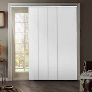 Movie Night Cut-to-Size White Blackout Adjustable Sliding Panel Track Blind with 23 in Slats Up to 86 in. W x 96 in. L