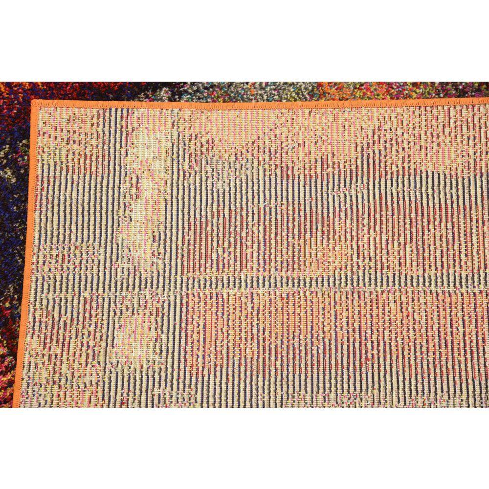 Rectangular Blue Abstract Stain-Resistant Synthetic Rug