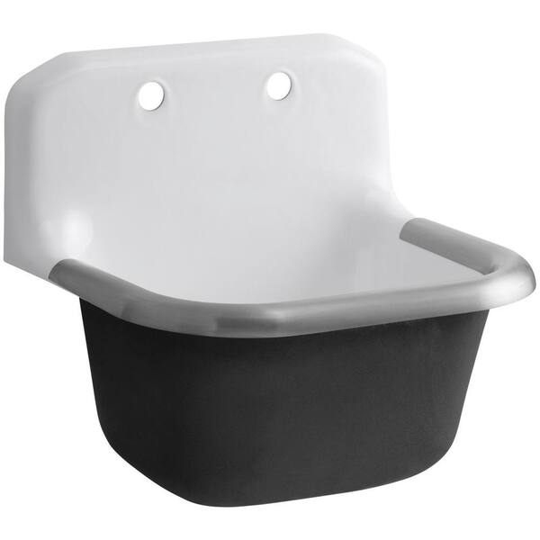 KOHLER Bannon Wall Mount 24 in. Cast Iron Service, Utility, Laundry Sink in White