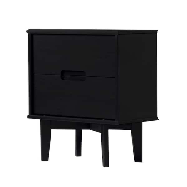 Walker Edison Furniture Company 2-Drawer Black Solid Wood