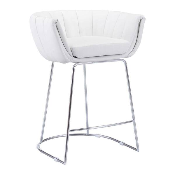 ZUO Latte 25.6 in. White Cushioned Bar Stool