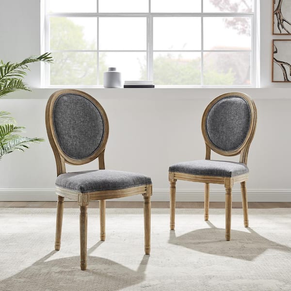 Linon Home Decor Maria Charcoal Oval, Oval Back Dining Chair Dark Wood