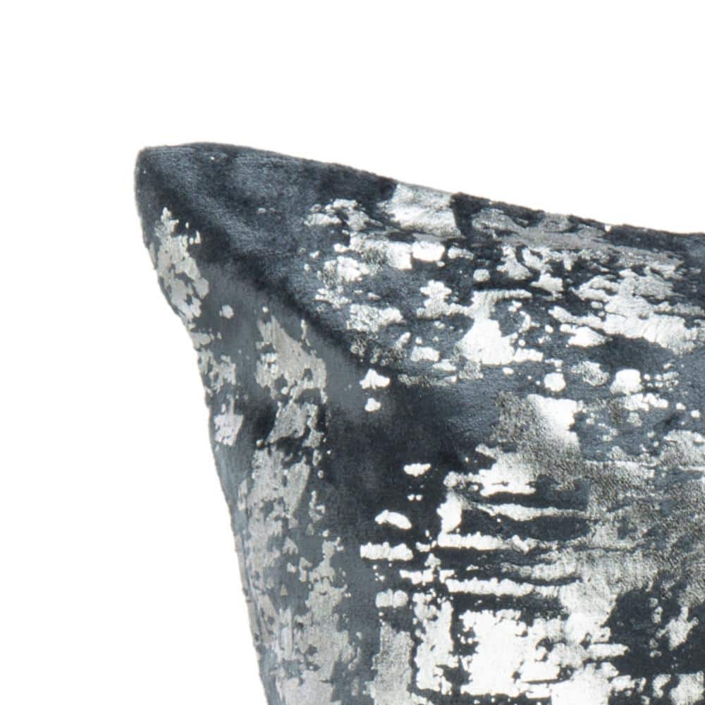 Edmee 20" Blue and Silver Metallic Square Pillow