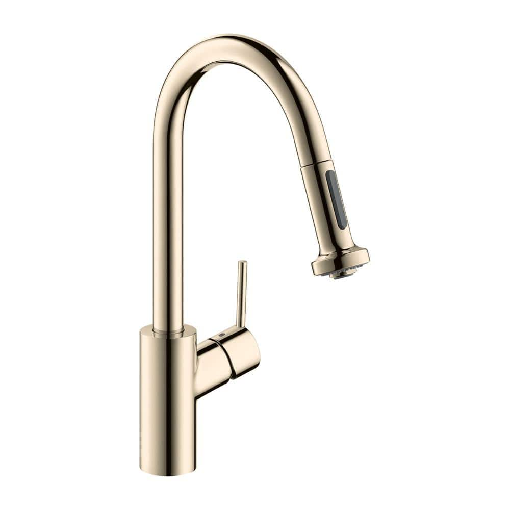 Hansgrohe Talis S² Single-Handle Pull Down Sprayer Kitchen Faucet with QuickClean in Polished Nickel