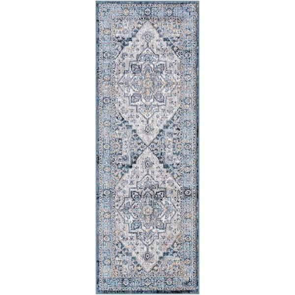 Artistic Weavers Babel Blue Traditional 3 ft. x 7 ft. Runner Indoor Area Rug