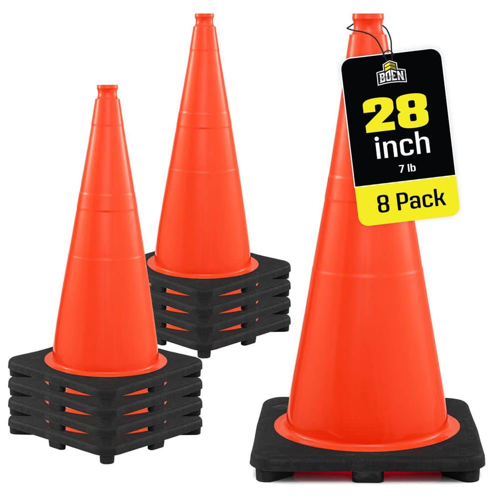 28 in, Orange Traffic Cone, 8-Pk, Safety Cones W/7 lb. Base price history on PriceWatchPro