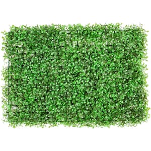 Artificial Boxwood Panels 24 in. x 16 in. x 1.6 in. Vinyl Garden Fence Boxwood Hedge Wall Panels PE Grass Backdrop Wall