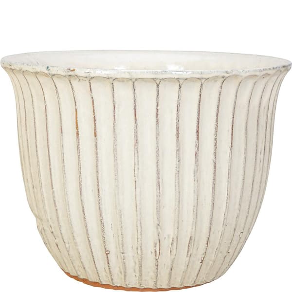 Unbranded 15 in. Vanilla Ceramic Jamboree Planter